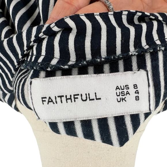 Faithfull The Brand Striped Rayon V Neck Tunic Top Beach Coverup Size 4 - Picture 7 of 14